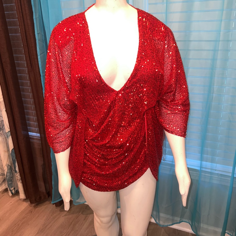 Red Sequin Women's Top